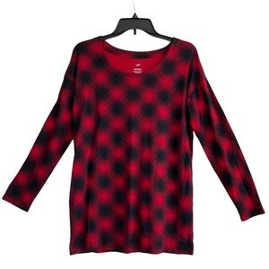 J. Jill Simply Supima Scoop Neck Tunic Size Small Red/Black